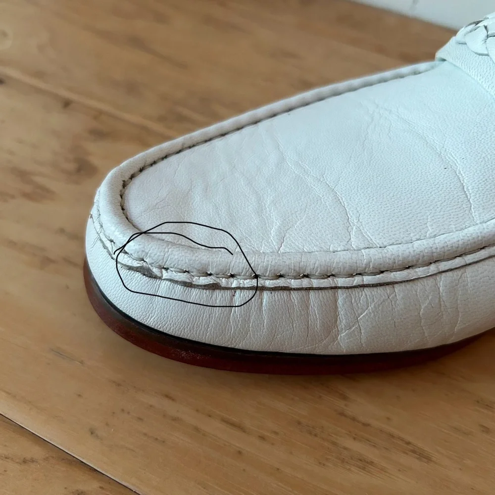 Stafford White Leather Loafer 11 EEE Slip On Shoe